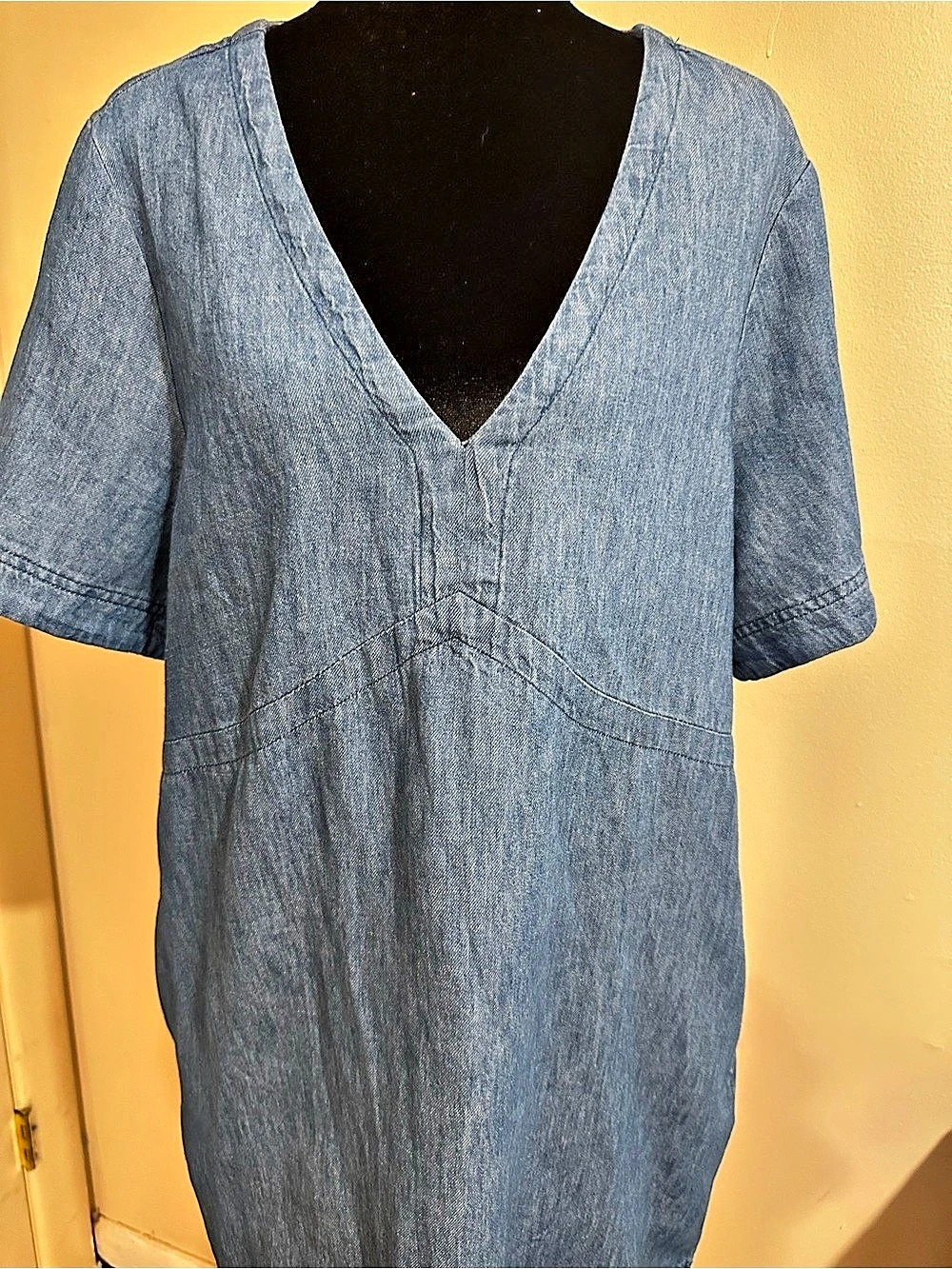 Denim lightweight V-Neck Mini Dress Like New